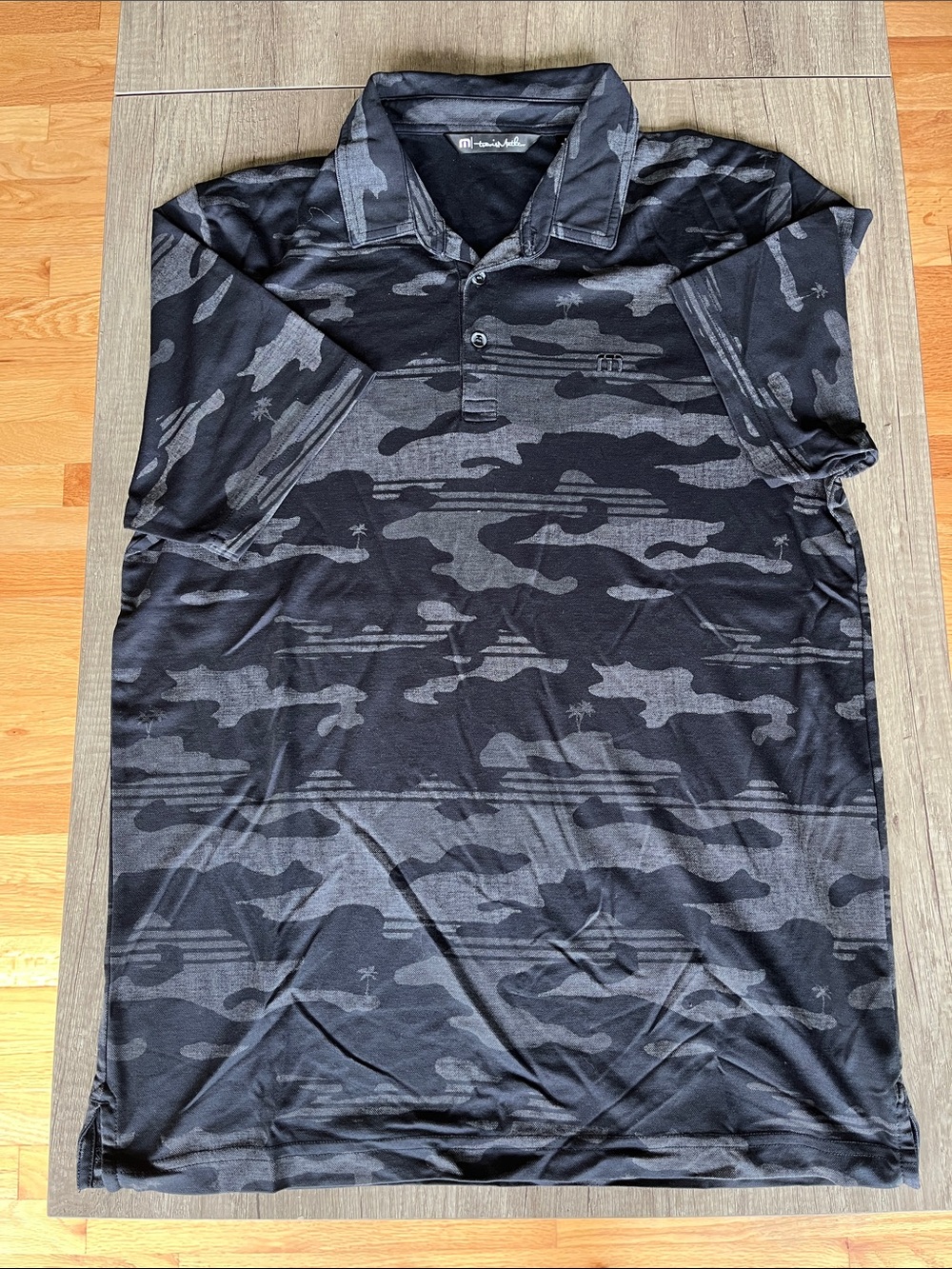 Travis Matthew Men's Black & Gray Camo Polo Shirt